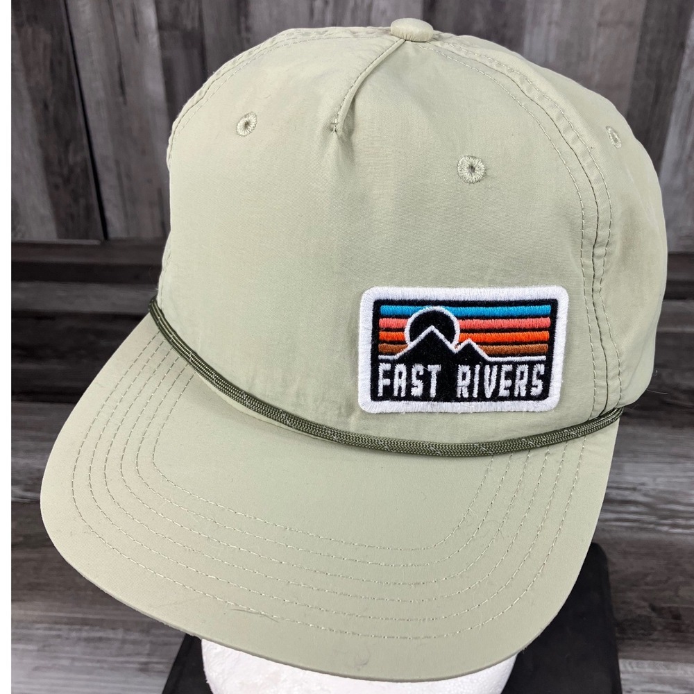 Legacy 92 Fast Rivers Tan Nylon Rope Hat Mountain Patch Snapback Cap